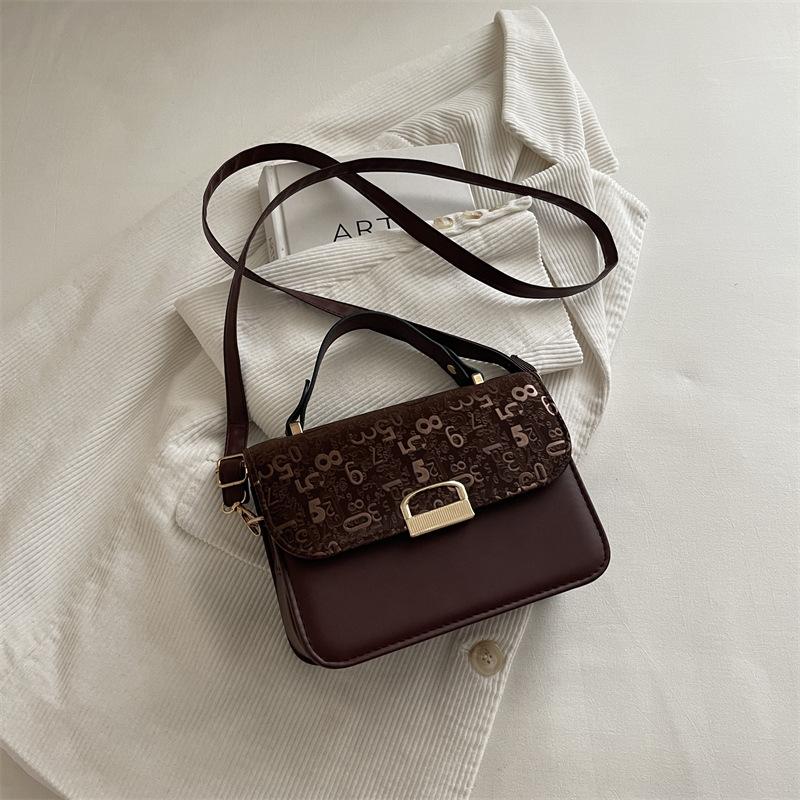 Small-scale Hand-held Small Square Bag Women's Bag, Digital Embossed Shoulder Bag, for Daily Commuting, Cross-body Bag