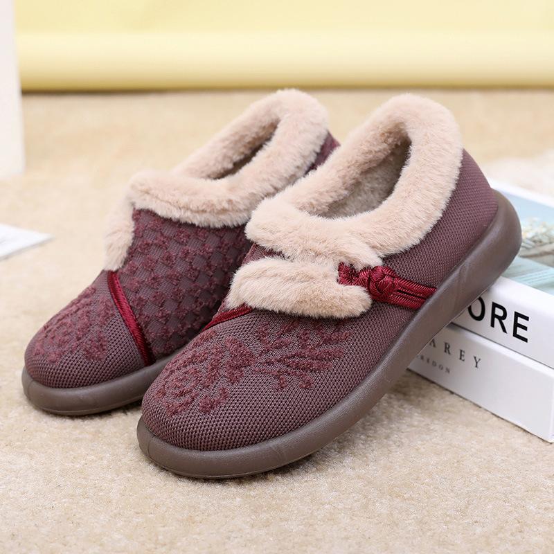 

Women s Winter Embroidered Loafers Casual Non-Slip Walking Flats with Faux Fur Lined Warm Comfortable Fuzzy Plush Fleece Moccasins Shoes for Women 41 червоний