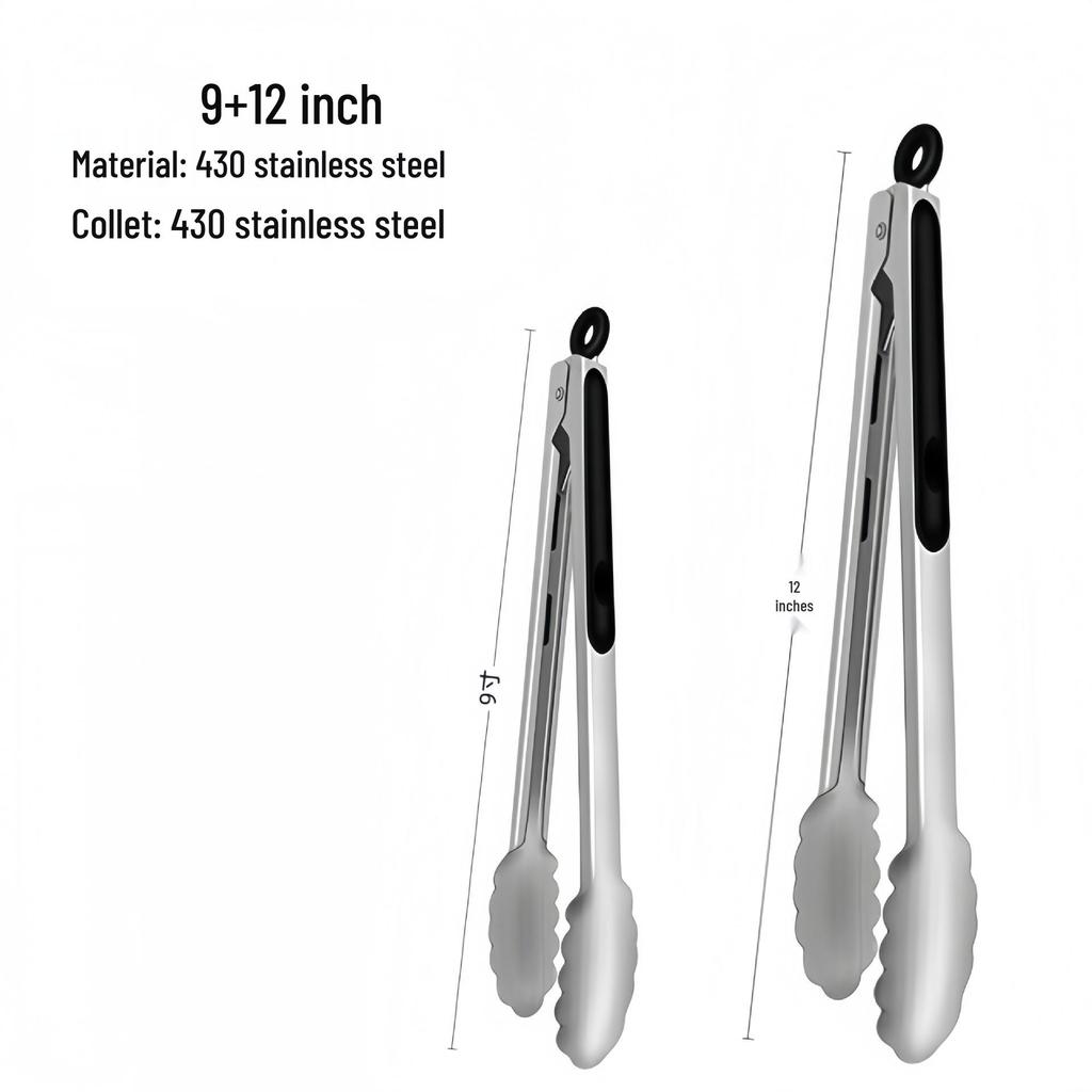 Stainless Steel Anti-Scalding BBQ and Bread Tongs