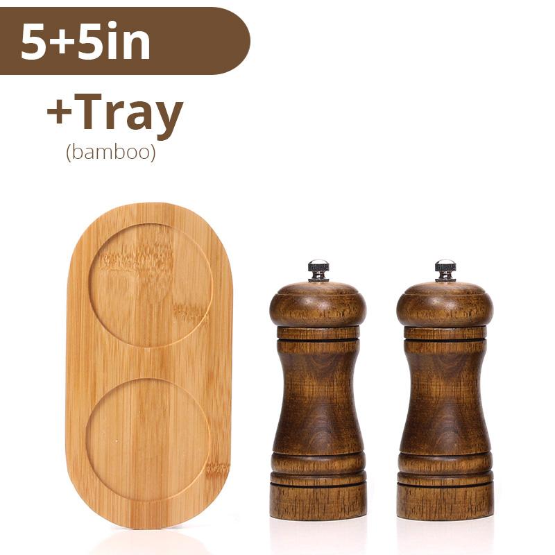 Macinini per Sale e Pepe, Macinino per Pepe in Legno Massello con Macinino Ceramico Regolabile Robusto 5" 8" 10" - Utensili da Cucina di Leeseph