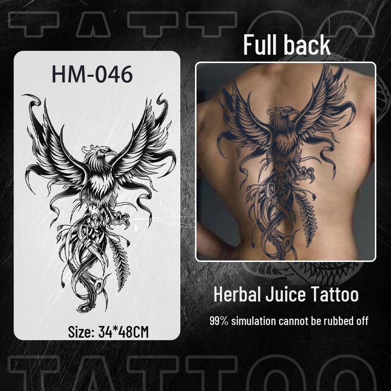 

Водонепроницаемые наклейки-татуировки на всю спину с изображением дракона и феникса: Полуперманентный, неотражающий дизайн для мужчин и женщин 34x48cm