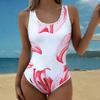 Summer Sexy Fresh Fragrant Flowers Printed One-piece Swimsuit Slim Fit , Deep U-back Design, Beach Pool Vacation Eye-catching Fashion Swimsuit