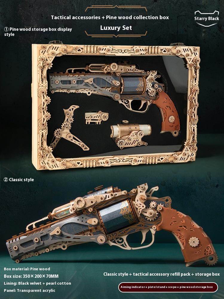 Latest Original Fantasy Steampunk Revolver Model Assembled Plaything Set Advanced Cool Birthday Handmade Ornaments