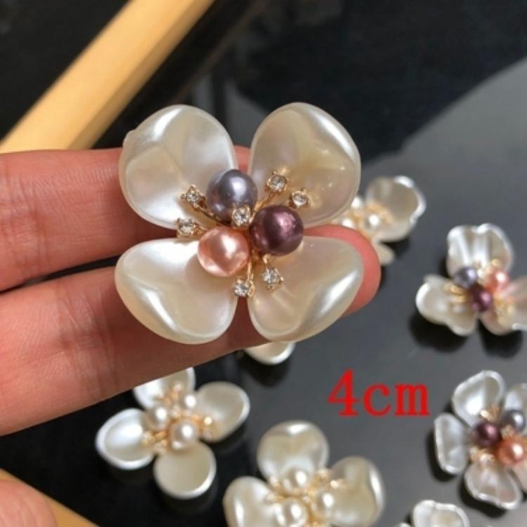 4 KS, Imitace perly z mušle, Květinová nášivka, Srdce, Květina, Hřebenatka, Šperkové doplňky, Ruční kytice, DIY, Vlasy, Boty, Oblečení, Tašky, Materiál