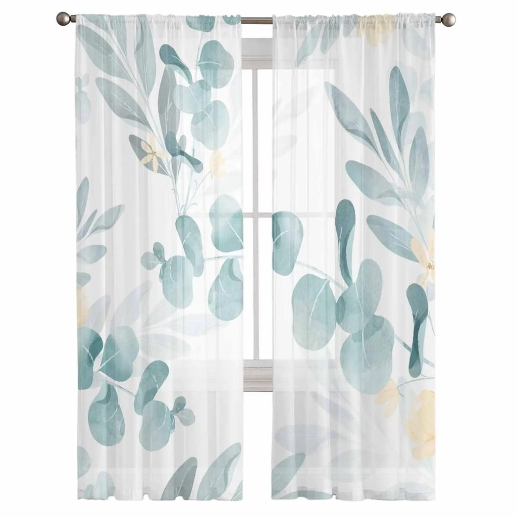 Blumen Pflanzen Blume Aquarelle Sommer Schlafzimmer Vorhänge Tüll Sheer Vorhang Wohnzimmer Home Decor Voile Vorhänge