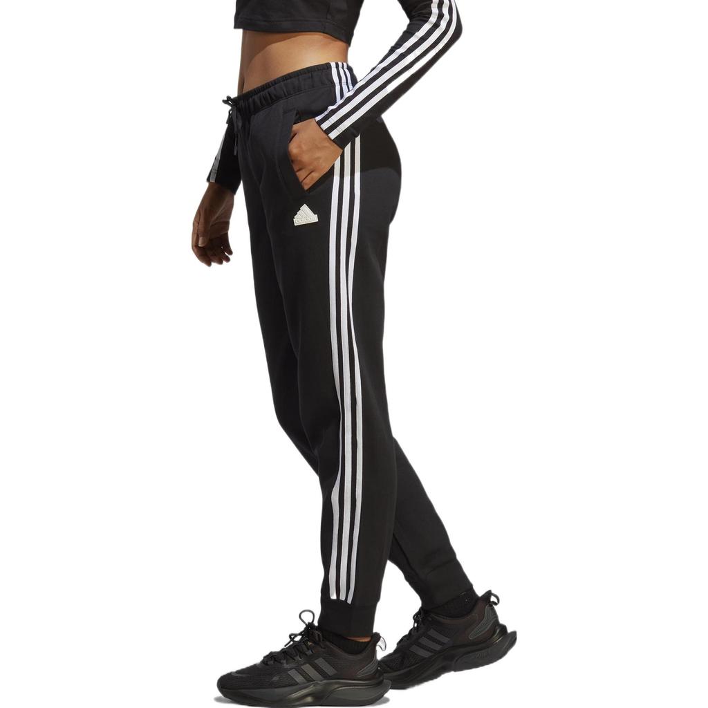 Adidas Plain Logo Badge Drawstring Tied Hem Sports Pants Women Bottoms Black HT4704