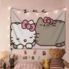 Hello Kitty  Pusheen Sleep Tapestry Single Print Cute Stylish Durable Tapestry Home Living Room Bedroom Dorm Kawaii Vibe Decor