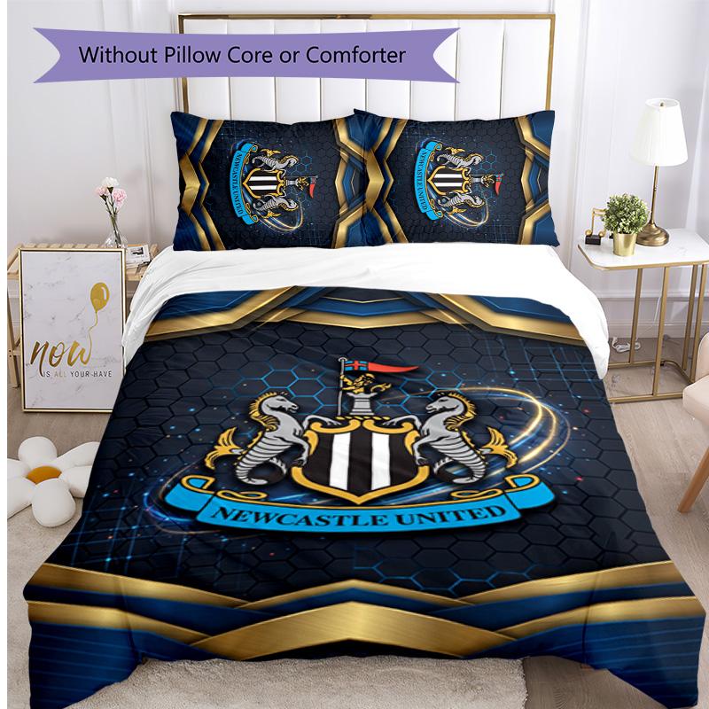 Newcastle United Football Printed 3 Pieces Bedding Set, Comfortable Skin Friendly Bedroom Duvet Cover Set