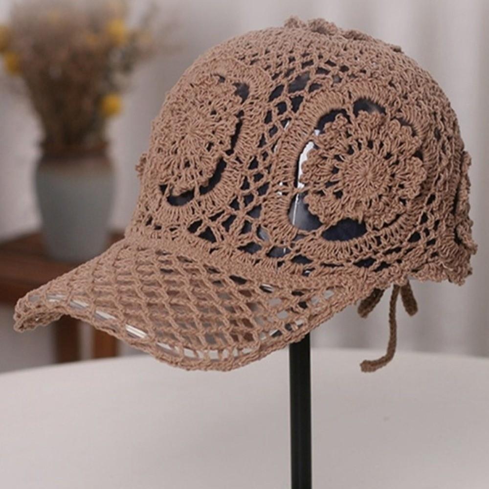Adjustable Crochet Baseball Cap Polyester Mesh Peaked Cap Fashion Sun Hat Spring Summer
