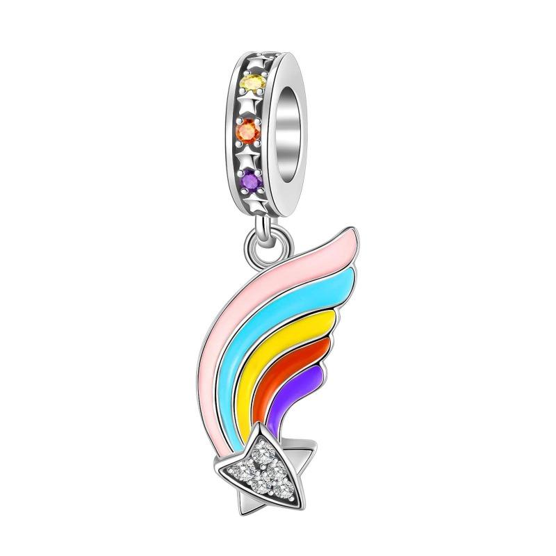 Sparkling Birthstone Charms Copper Heart Mom Key Pendant Bead Fit Original Necklace Bracelet Women Jewelry Diy Gift