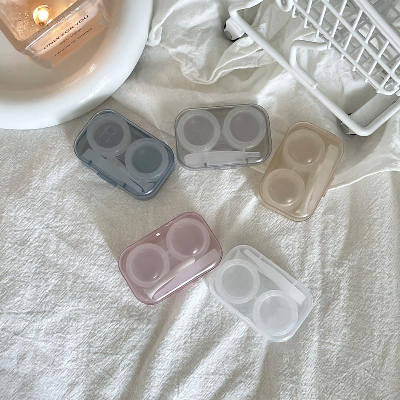 Ins Minimalist Transparent Contact Lens Box Women Travel Colored Contact Lens Case Contact Lenses Case with Tweezers