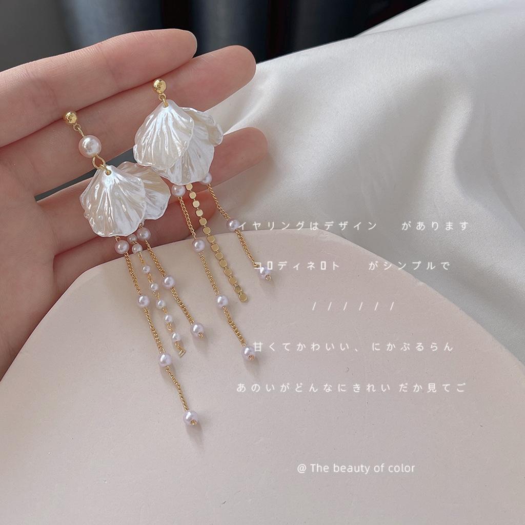 Летние~ Цветочно-жемчужные длинные серьги с бахромой, Позолоченные 14K Ручной работы Серьги s Серьги