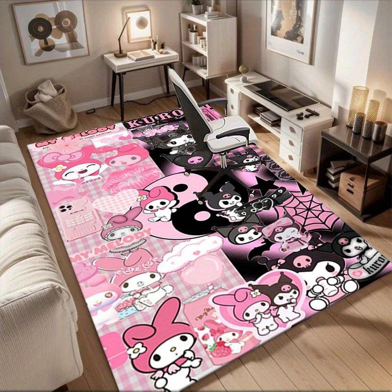 1pc Sanrio Kuromi Mermaid Printed Office Carpet Rectangle Rug Under The Table,Perfect Room Decor for Living Room, Bedroom, Kitchen, Non-slip Floor Mat