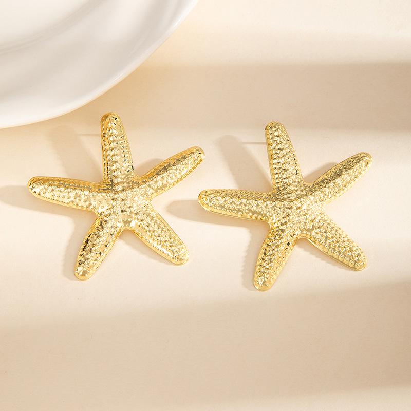 European & American Holiday Beach Starfish Jellyfish Crystal Alloy Earrings