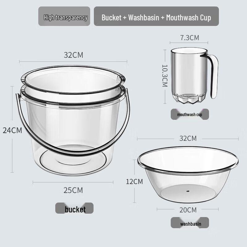 Thickened Transparent Plastic Water Storage Bucket Set