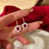 Elegant Women Jewelry Set Pigeon Blood Ruby Ring Red Diamond Earrings Gemstone High Carbon Studs Braided Design Luxury