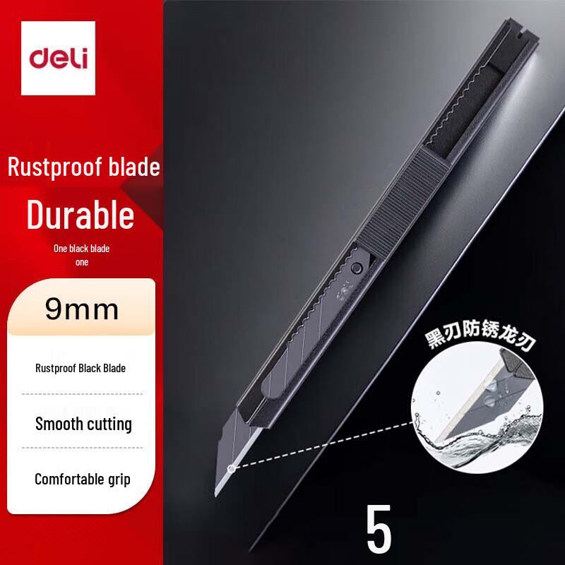 Deli TD201 9mm Black Blade Utility Knife