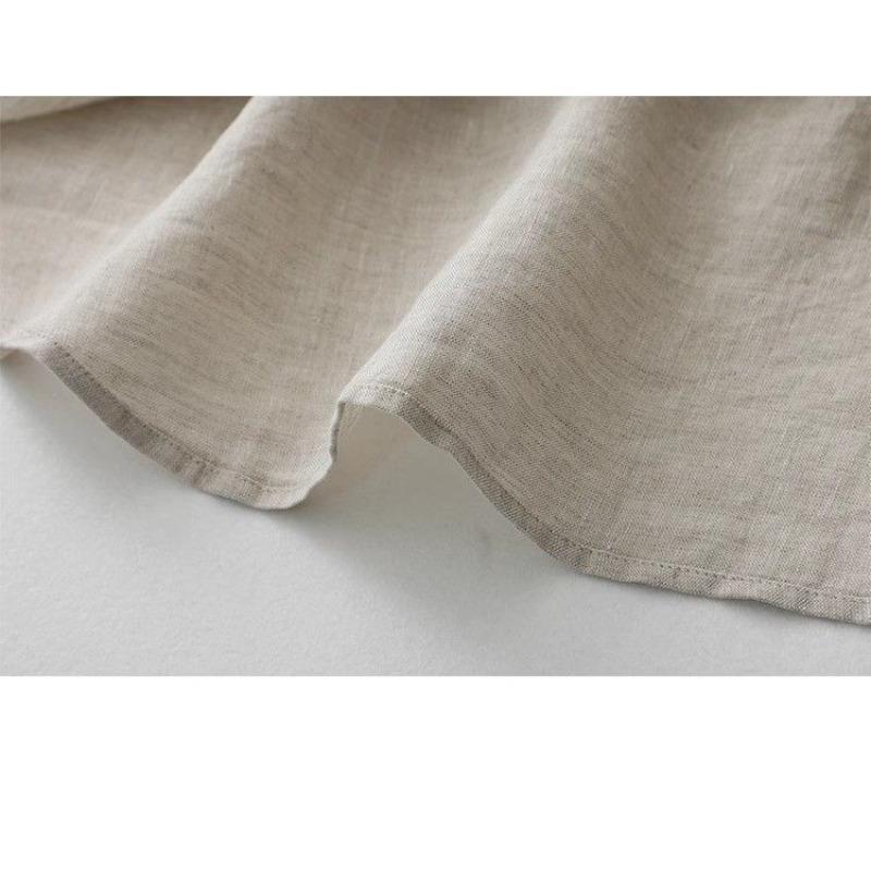 Japanese Cotton and Linen Shirt Women's Solid Color Versatile Casual Round Neck Seven Quarter Sleeved Shirt