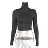 Streetwear T Shirt With High Neck Long Sleeves For Fall Fashion Women