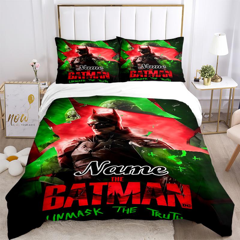 Custom Textile Batman Bedding 3 Piece Set HD Print Duvet Cover Pillowcases for Teens Adult Bedroom Decoration