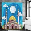 Flat Wind Castle Architectural Shower Curtain, Bathroom Decorative Shower Curtain, Waterproof Shower Curtain with Hooks