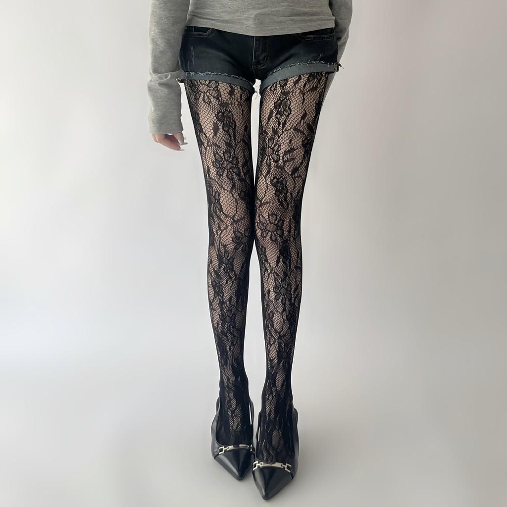 Vintage Lace Flower Mesh Stockings For Women With Sheer Hollow Floral Design For Spring Fashion