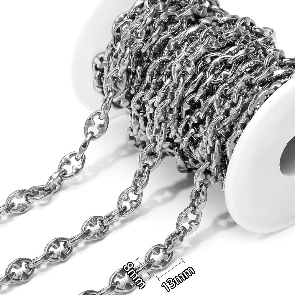 1 Meter Stainless Steel O Link Rolo Cable Chunky Chains for DIY Jewelry Bracelets Supplies Necklace Findings Earrings Making