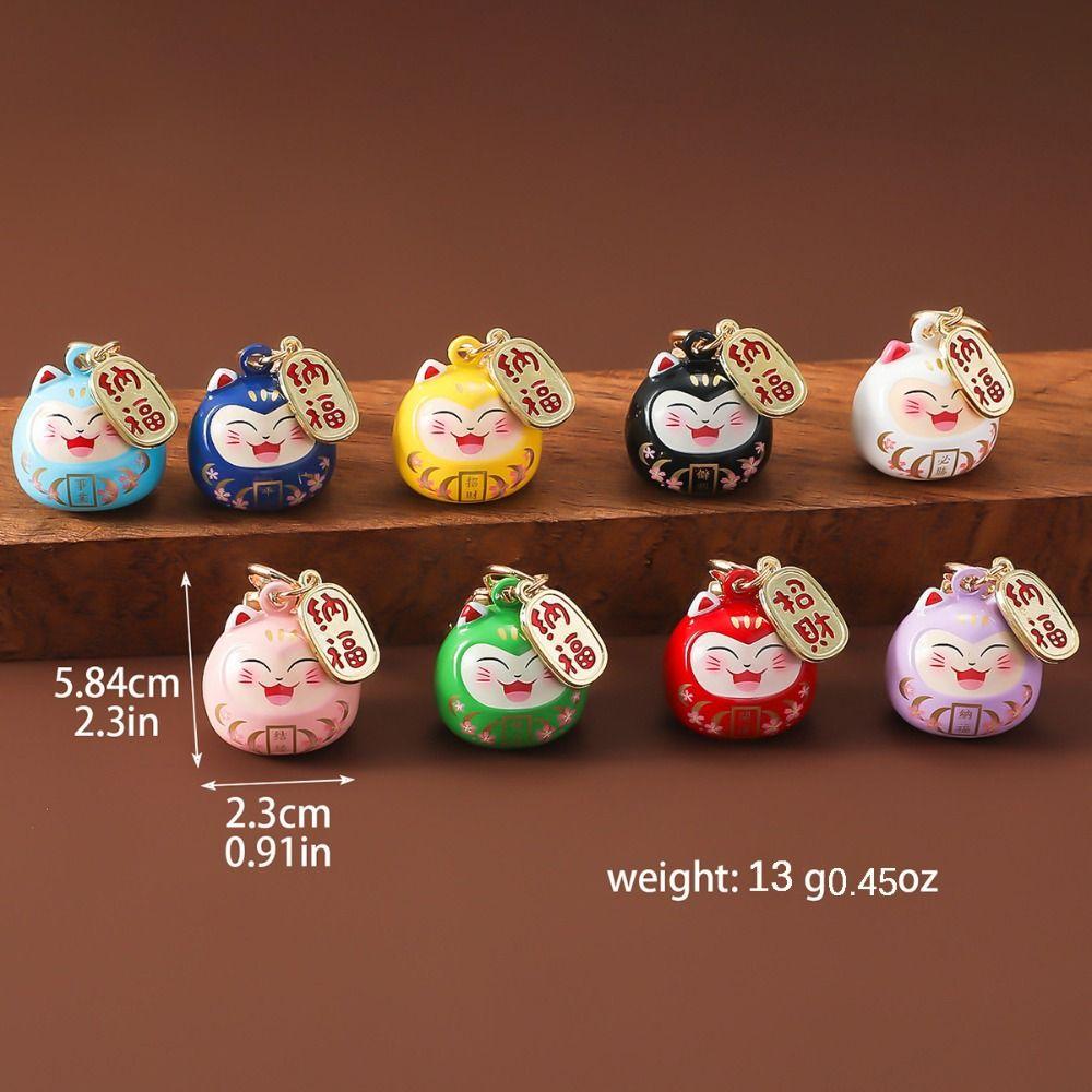 Bring Wealth Lucky Cat Keychain Creative Gift Car Bag Pendant Key Chain Cat Bells Pendant