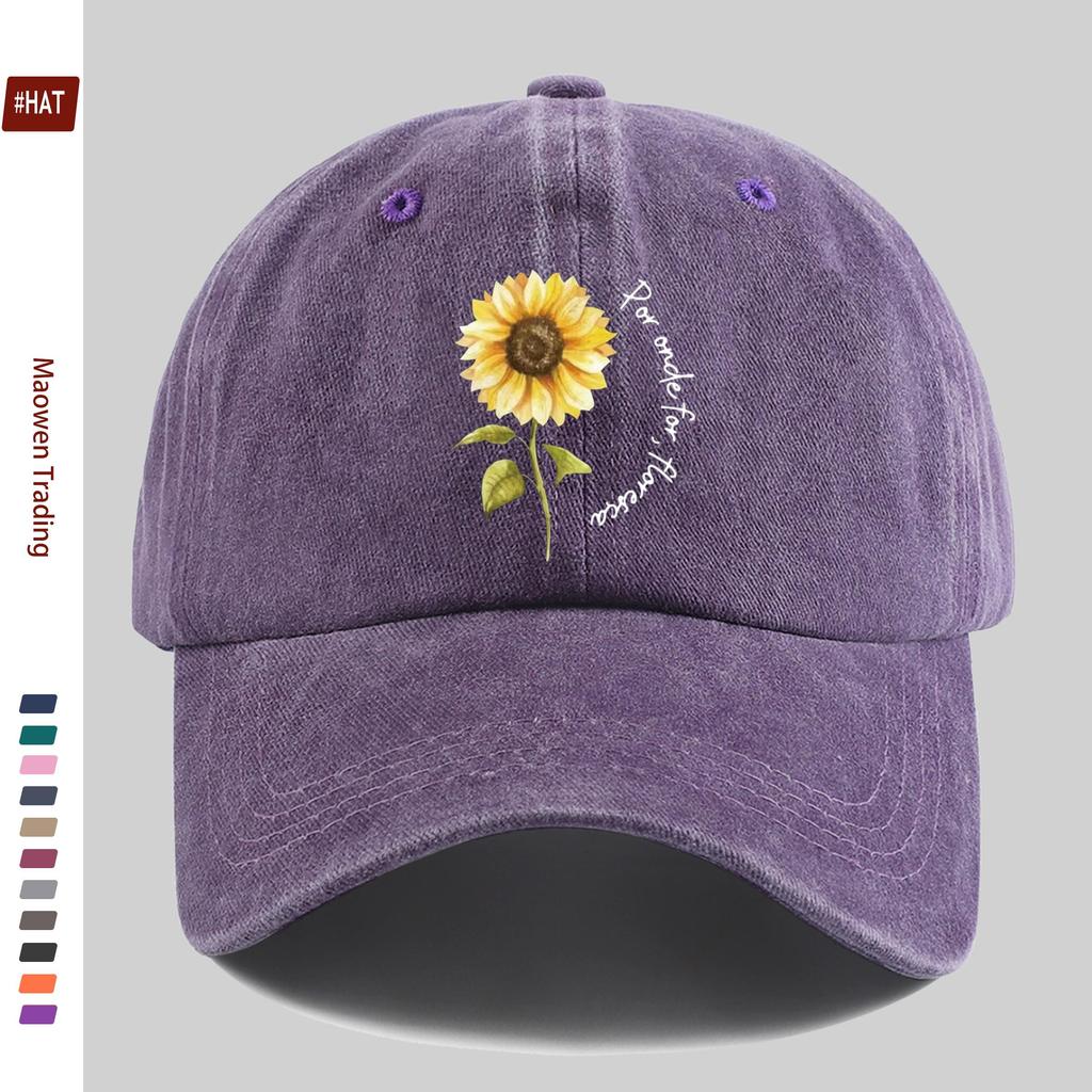 Pc Sunflower Print Baseball Cap Spring Summer Suitable Sun Hat Comfortable Lightweight Adjustable Strap Trucker Hat Vintage