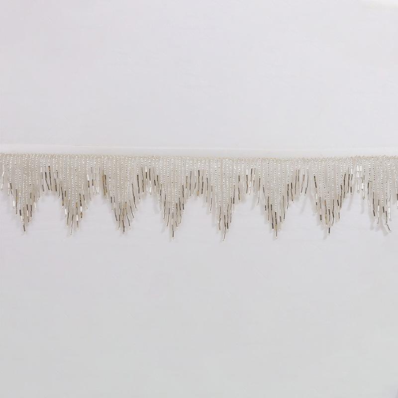 2/1 Yards Golden Silver Crystal Pendant Beaded Fringe Lace Rhinestone Tassel DIY Clothing Fabric Accessories Curtain Lamp Trim 