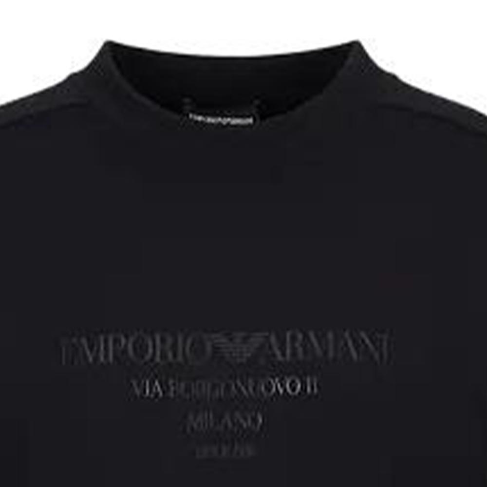 Emporio Armani Solid Color Letter Print Crew Neck Long Sleeve Pullover Sweatshirt Women sweatshirt Navy-Blue 3R2M7K2-JRKZ1-0926