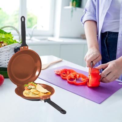 Kapaklı Çift Taraflı Krep Tavası Yapışmaz Çift Taraflı Kek Tavası Mükemmel Krepler İçin Paslanmaz