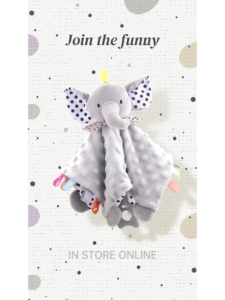 Funnyzoo Baby Animal Soothing Toy & Blanket with Teether and Rattle Bib