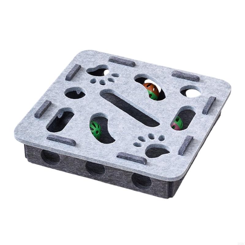 Multiple Cats Enrichment Puzzle Toy with Maze Design Multiple Holes Felt Indoor Entertainment Kitten Exercise Toy