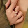 New Arrival Trendy Natural Red Agate Opal Stone Freshwater Pearl 14K Gold Filled Female Ring  For Women Birthday Gifts