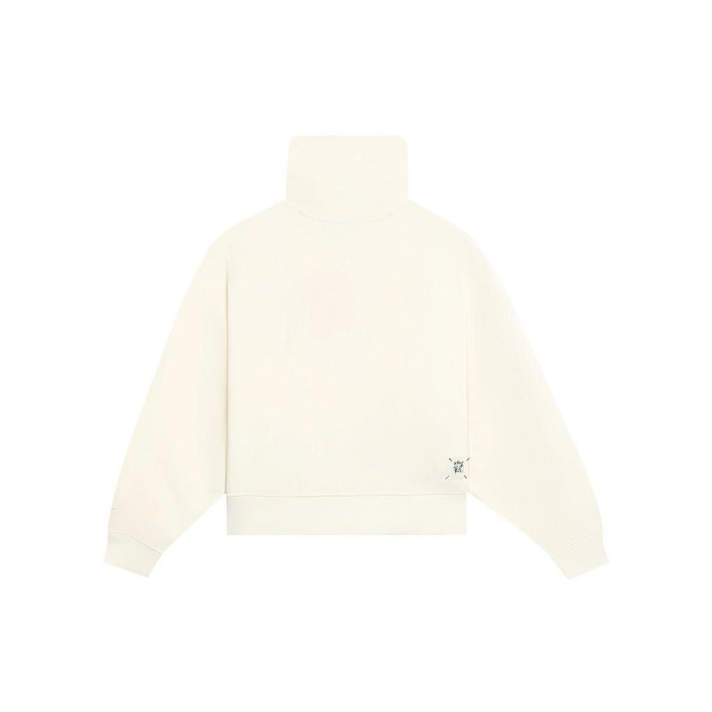 Li Ning FW22 Sports Trend Series Solid Color Logo Embroidered Half-Zip Long Sleeve Sweatshirt Women sweatshirt Beige AWDS916-5