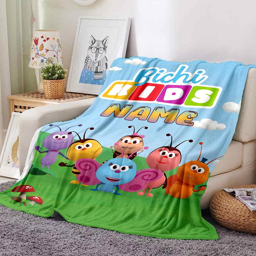 Custom Name Bugs Garden Party Blanket For Couch Bed Plush Cozy Fuzzy Blanket Super Soft Warm Blankets For Fall And Winter 09167