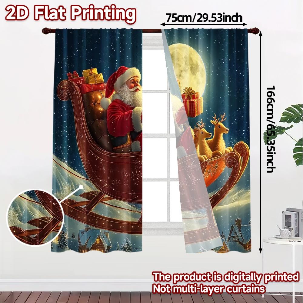 2pcs,Curtains Christmas Reindeer Gift2 (3) Popular Curtains&Window Treatment Machine Washable Fabric Curtains Decorations Inside