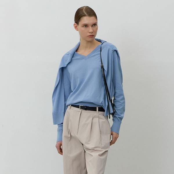 Atelier Nine Essential Overfit V-Neck Knit(T-6764) Blue/Free
