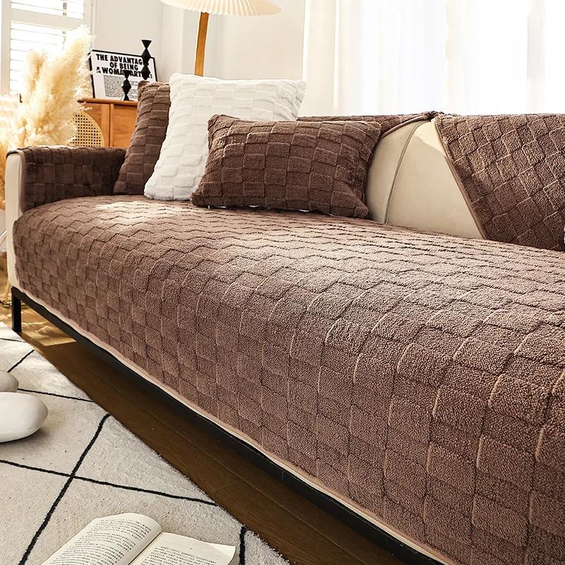 Thicken Sofa Cover Universal Soft Velvet Sofa Cushion Non-slip Couch Towel Mat for Living Room Four Seasons