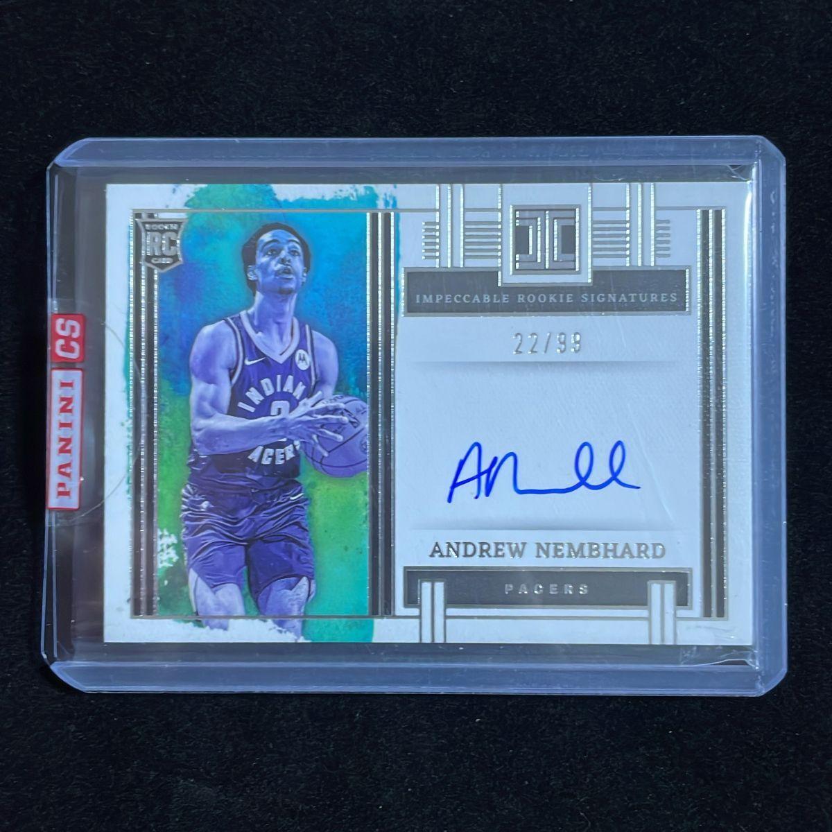 Used Andrew Nembhard Andrew Nembhard Panini Impeccable 2022-23 /99 RC On Card Auto Autograph Pacers