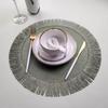 1pc Jute Placemat Linen Ins Wind Simple Fringe Christmas Round Table Mat Environmental Protection Heat Insulation Non-slip Mat