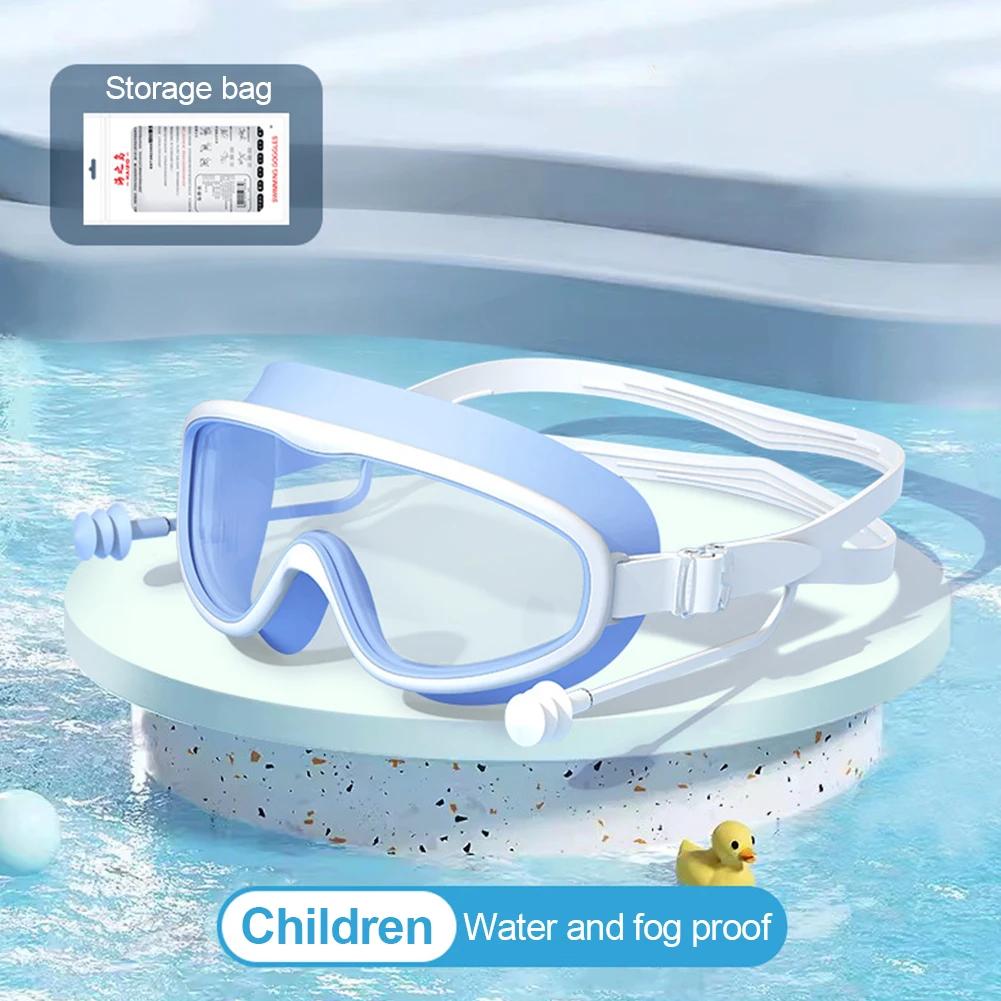 Ochelari de înot HD cu cadru mare, stiluri pentru adulți și copii, anti-ceață, ochelari de scufundări cu dopuri de urechi dintr-o bucată, echipament de înot