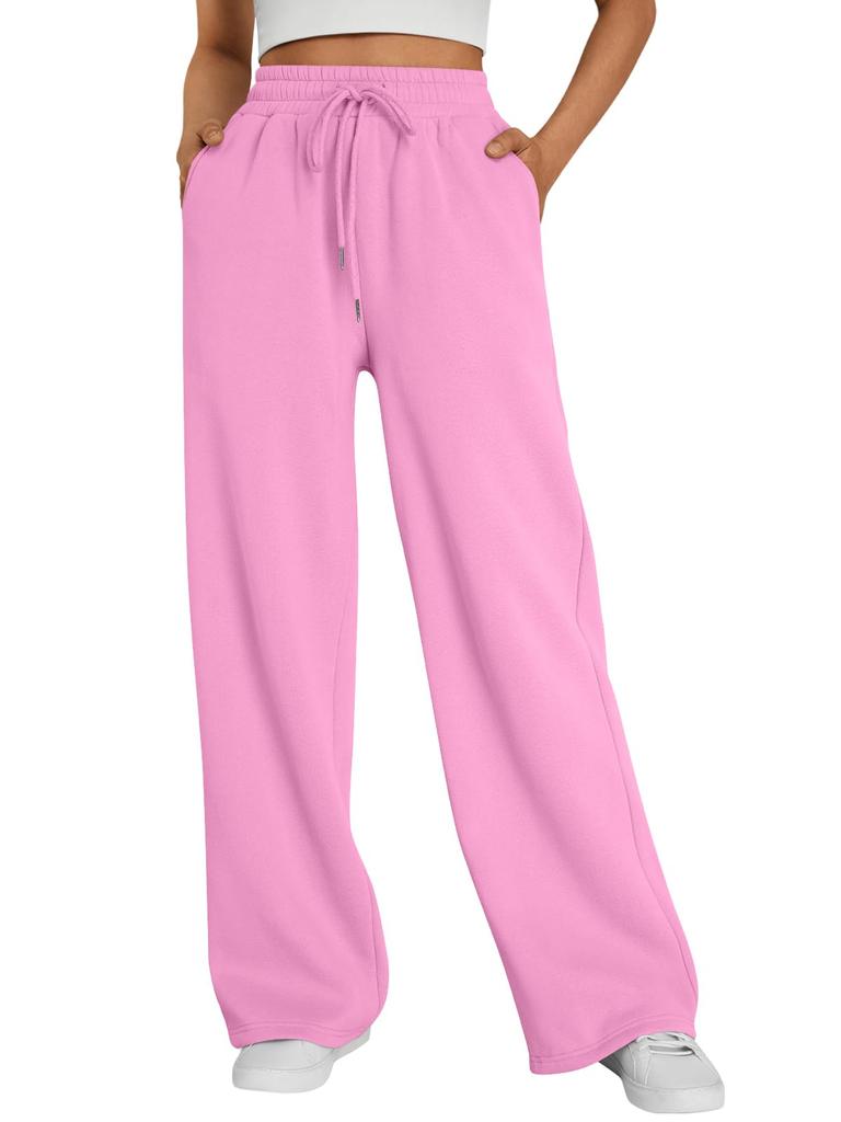 Style Women's Wide-leg Sports Pants, with Pockets, Casual Drawstring Pants, Suitable for Pairing with Casual Wear and S