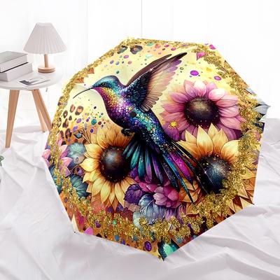 Hummingbird Automatic Folding Umbrella: Compact 8-rib Design Portable Perfect For Outdoor Everyday Umbrella And Festive Gifts