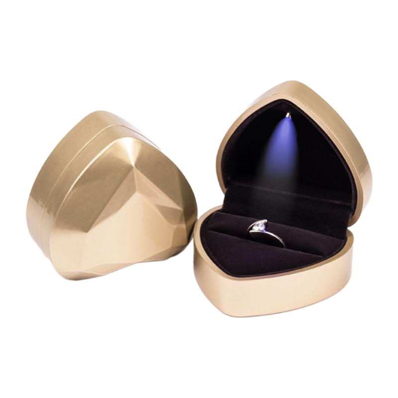 Luxury Bracelet Box Square Wedding Pendant Ring Case Jewelry Gift Box with LED Light for Proposal Engagement Wedding