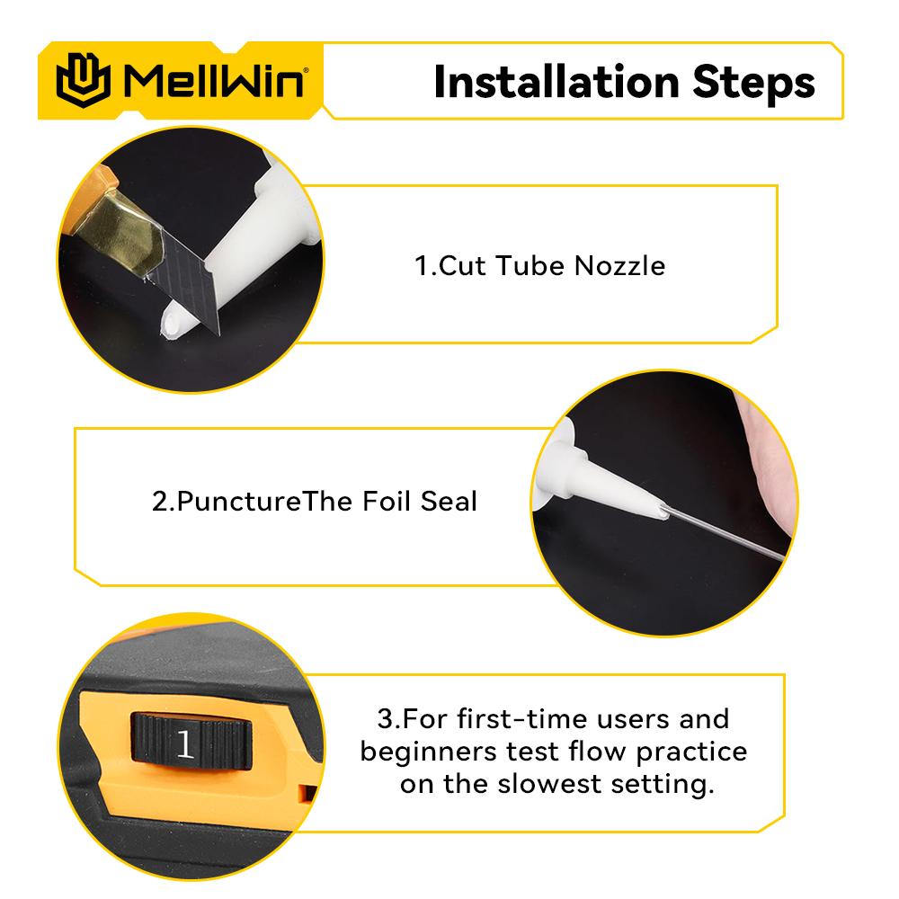 MELLWIN 10 Oz/300 Ml Glass Glue Caulking Gun Cordless Doors & Windows Electric Sewing Gland Tool For Makita 18V Battery Pin