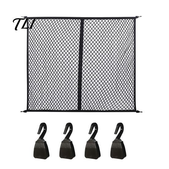 Truck Bed Storage Accessories Cargo Net, Organizer Stretchable Elastic Net Vehicle Containment with 4 Hooks for Pickup Bed, SUV Trunk