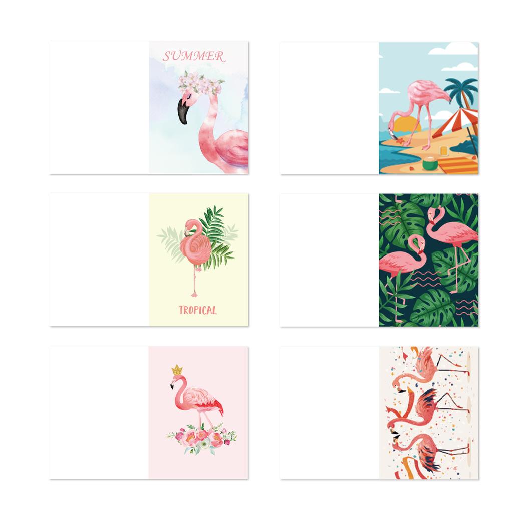 12pcs Hawaiian Party Gift Card Flamingo Palm Leaves Postcard Greeting Card Tropical Hawaii Summer Beach Pool Party Decorations