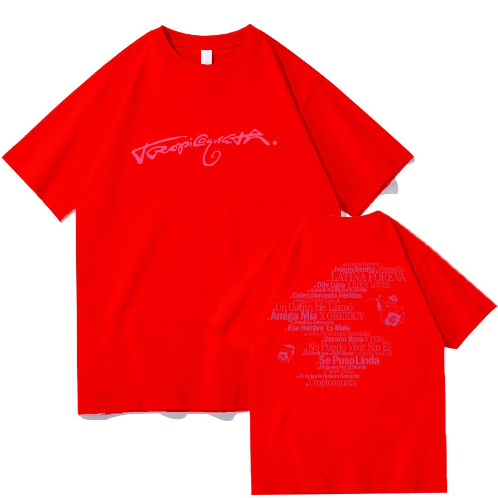 Karol G Tropicoqueta Tracklist Tee Vintage Karol G Cotton T-shirts Men Women's Hip Hop Gothic Short Sleeve T-shirts Clothing Y2K
